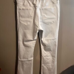 Express Cropped Flare High Rise White Jeans